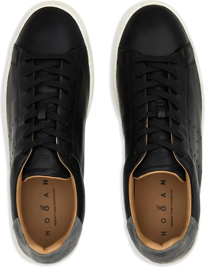 Perforated Side Logo Leather Sneakers - Image 5