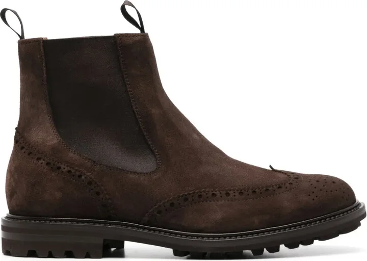 Perforated Suede Ankle Boots