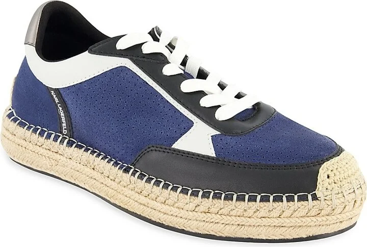 Perforated Suede Low-Top Espadrille Sneakers - Image 2