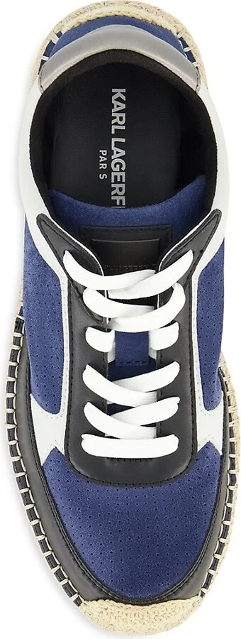 Perforated Suede Low-Top Espadrille Sneakers - Image 3