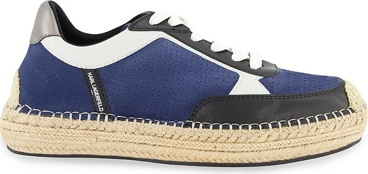 Perforated Suede Low-Top Espadrille Sneakers