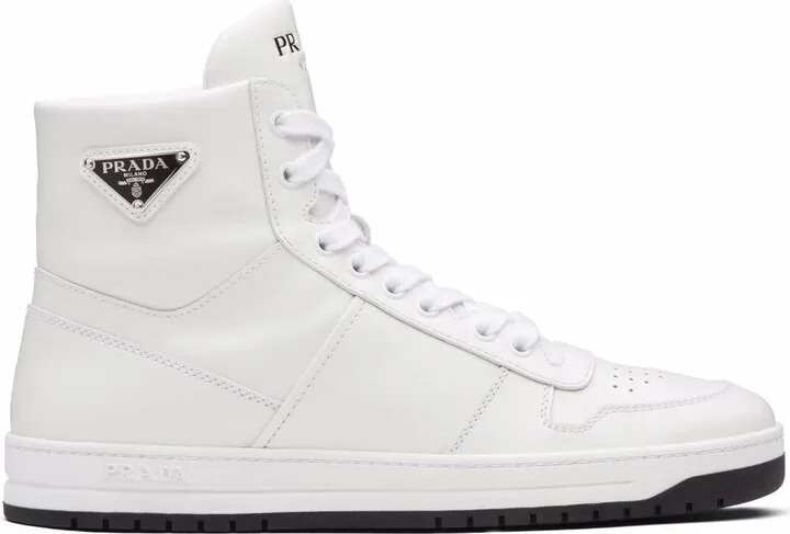Perforated triangle-logo high-top sneakers