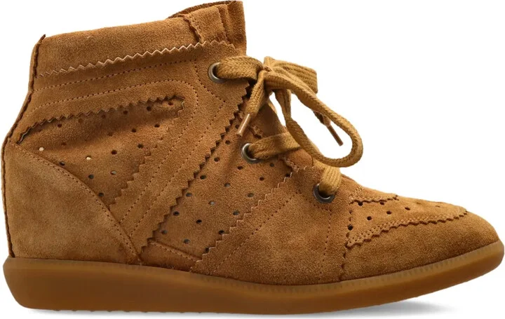 Perforated Wedge Ankle Boots