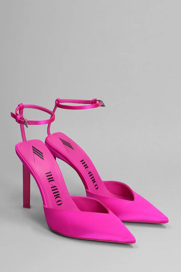 Perine Pumps In Fuxia Satin - Image 2
