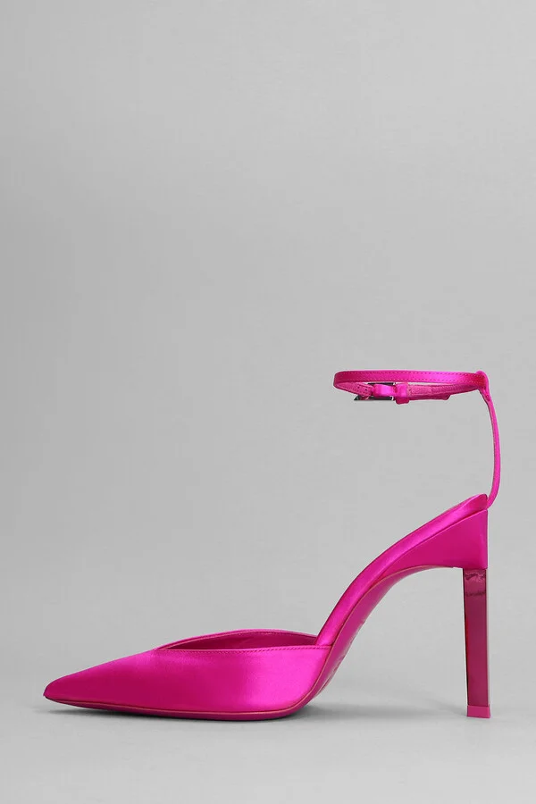 Perine Pumps In Fuxia Satin - Image 3