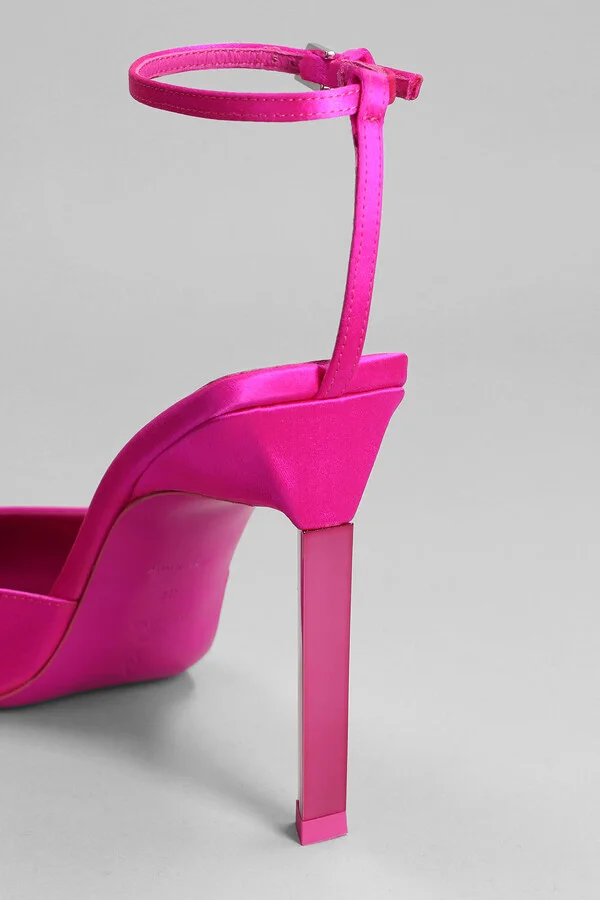 Perine Pumps In Fuxia Satin - Image 5