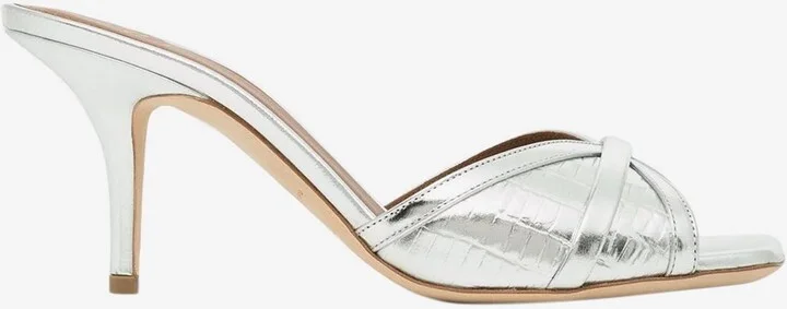 Perla 70 Metallic Mules in Leather