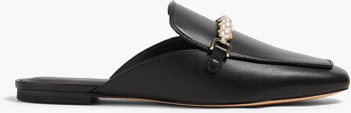 Perla faux pearl-embellished leather slippers