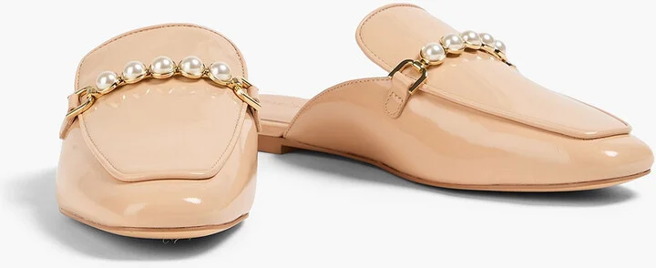 Perla faux pearl-embellished patent-leather slippers - Image 2