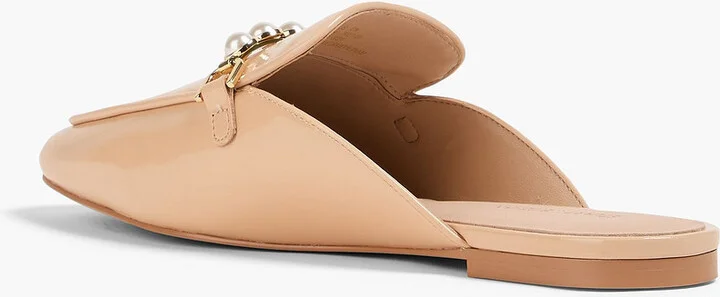 Perla faux pearl-embellished patent-leather slippers - Image 3