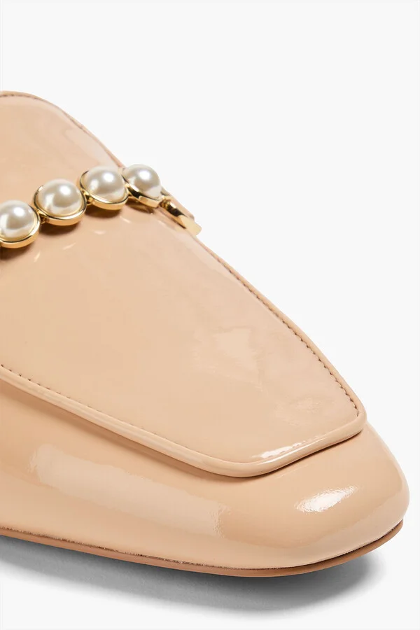 Perla faux pearl-embellished patent-leather slippers - Image 4