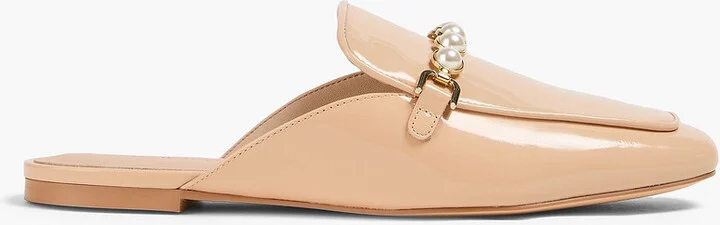 Perla faux pearl-embellished patent-leather slippers