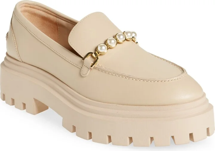 Perla Imitation Pearl Lug Sole Loafer