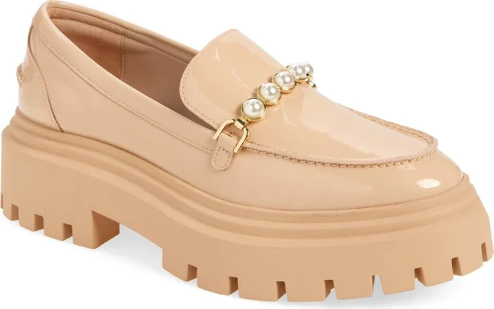 Perla Imitation Pearl Lug Sole Loafer