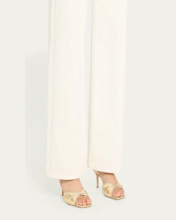 Perla Raffia Metallic Stiletto Slide Sandals - Image 8
