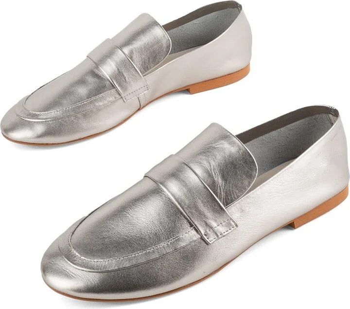 Perm Metallic Loafer-Silver