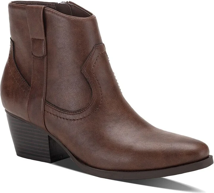 Perriee Womens Faux Leather Pointed Toe Cowboy, Western Boots