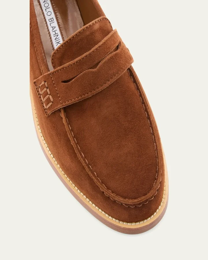 Perrita Classic Suede Penny Loafers - Image 3