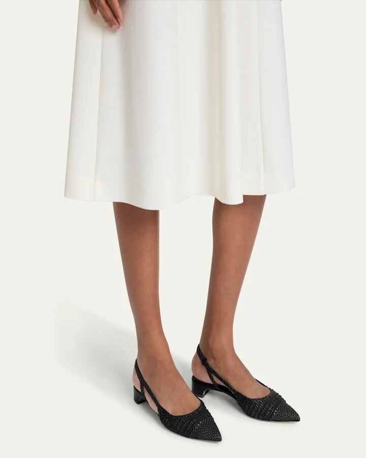 Perro Woven Leather Slingback Ballerina Flats - Image 5