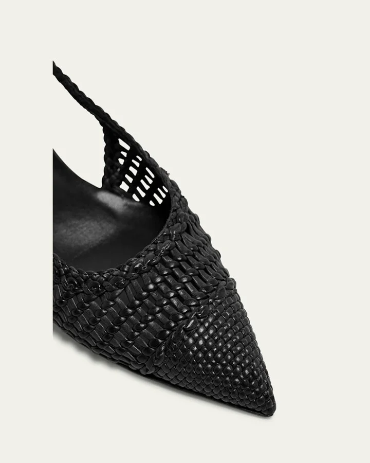 Perro Woven Leather Slingback Ballerina Flats - Image 7