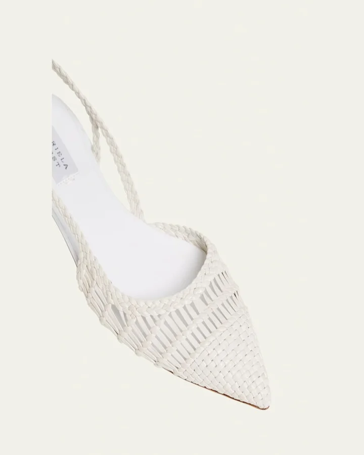 Perro Woven Leather Slingback Ballerina Flats - Image 8