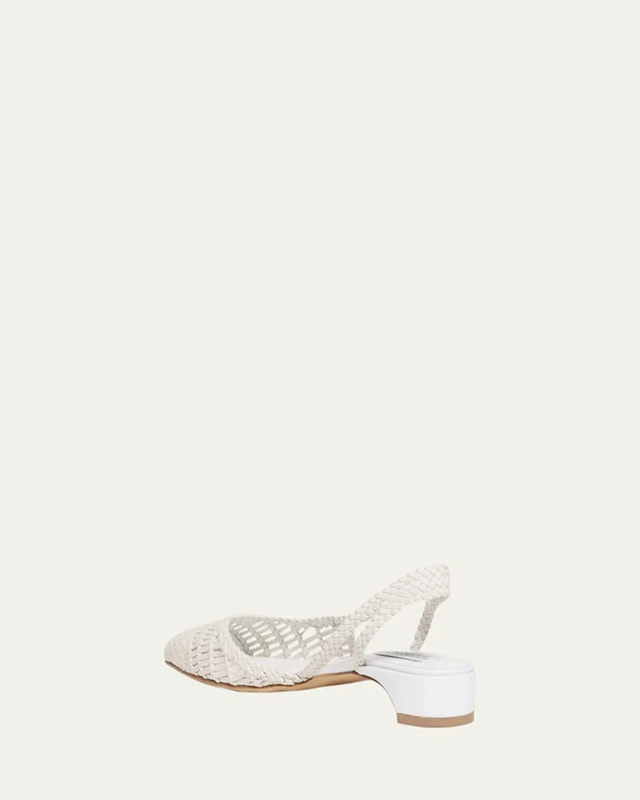 Perro Woven Leather Slingback Ballerina Flats - Image 10