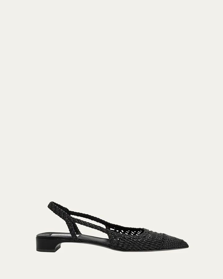 Perro Woven Leather Slingback Ballerina Flats
