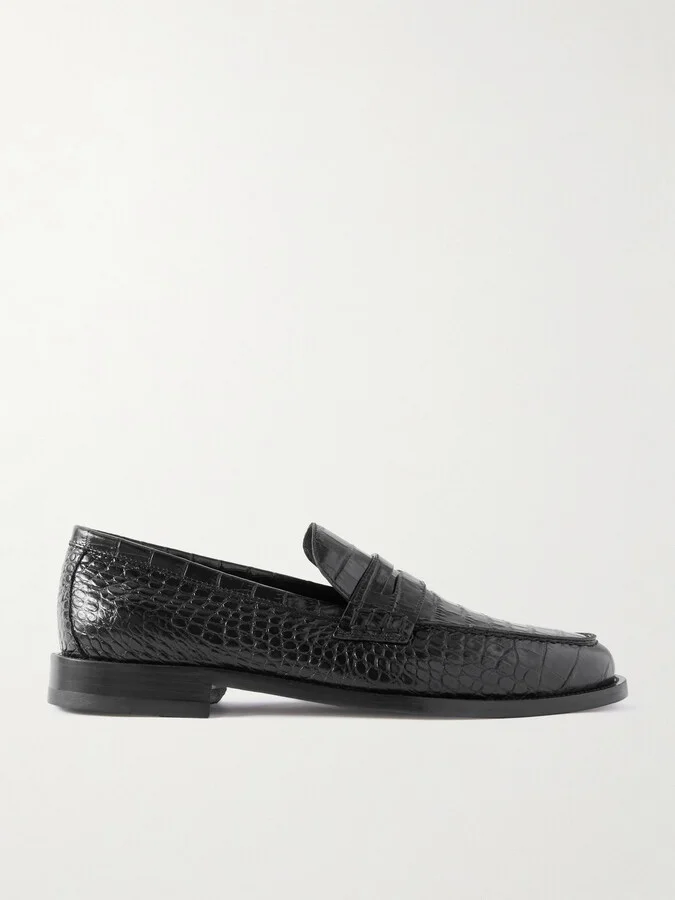 Perry Croc-Effect Leather Loafers
