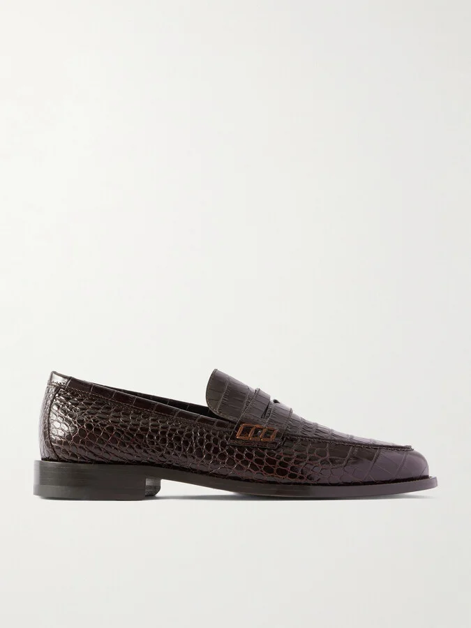 Perry Croc-Effect Leather Loafers