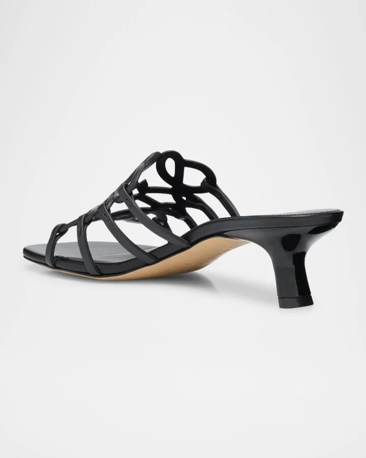 Petal Anagram Leather Caged Mule Sandals - Image 5
