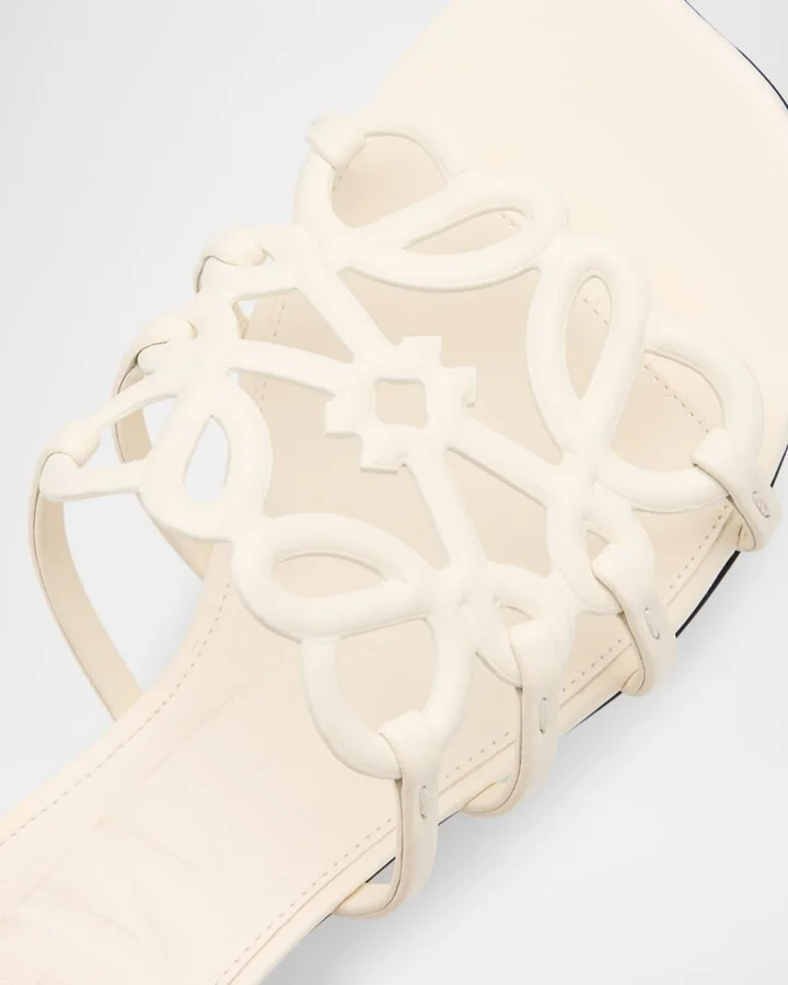 Petal Anagram Leather Caged Mule Sandals - Image 6