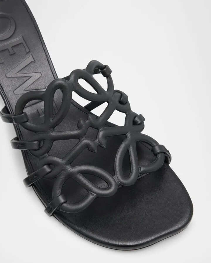 Petal Anagram Leather Caged Mule Sandals - Image 8