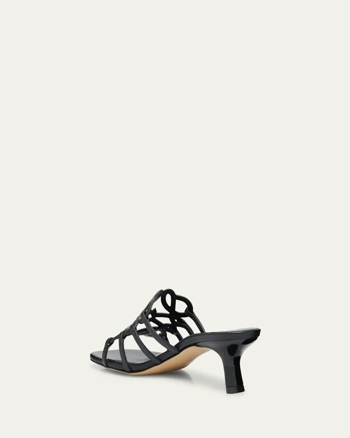 Petal Anagram Leather Caged Mule Sandals - Image 6