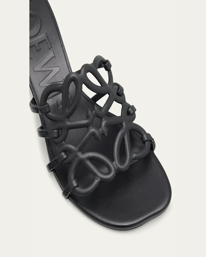 Petal Anagram Leather Caged Mule Sandals - Image 7