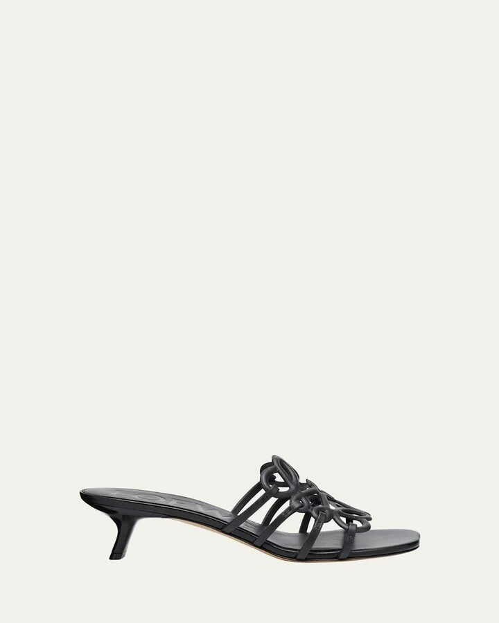 Petal Anagram Leather Caged Mule Sandals