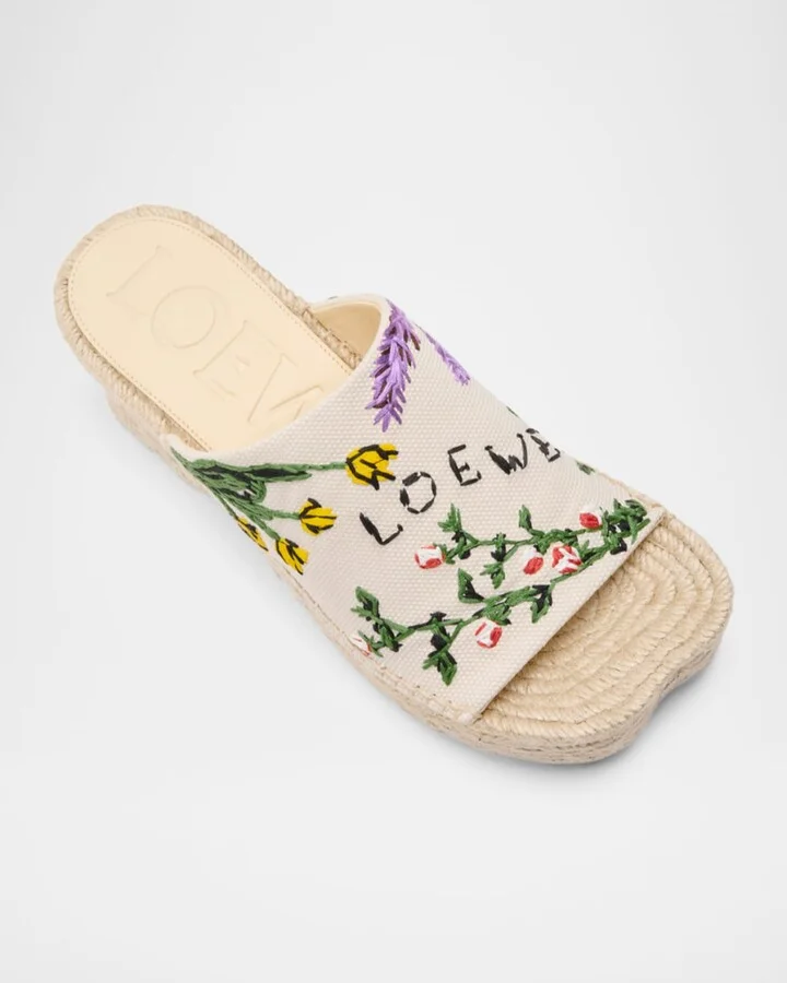 Petal Floral Embroidered Espadrille Platform Mules - Image 10