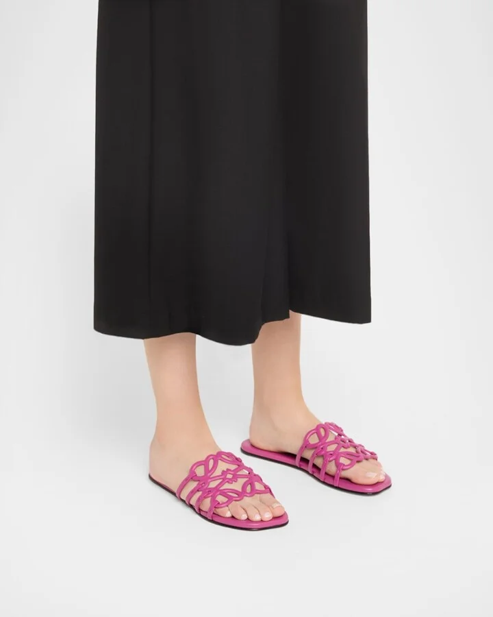 Petal Leather Anagram Slide Sandals - Image 2