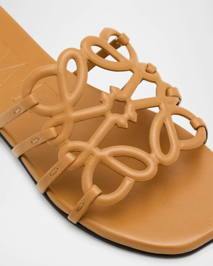 Petal Leather Anagram Slide Sandals - Image 3