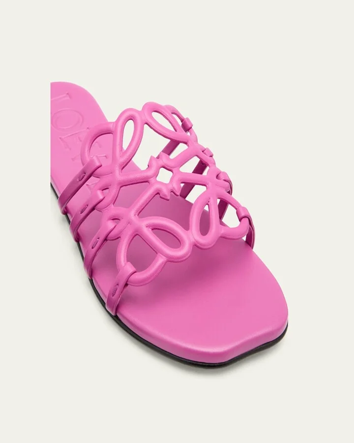 Petal Leather Anagram Slide Sandals - Image 5