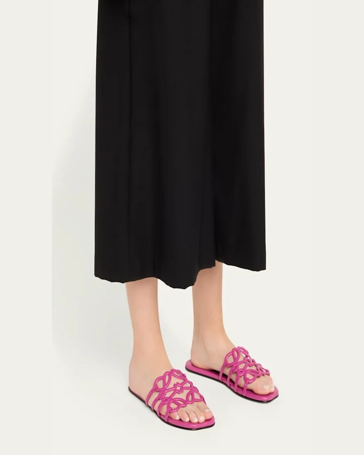 Petal Leather Anagram Slide Sandals - Image 9