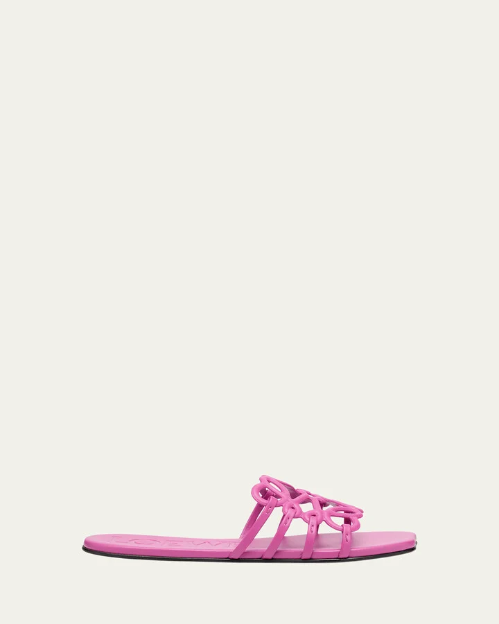 Petal Leather Anagram Slide Sandals