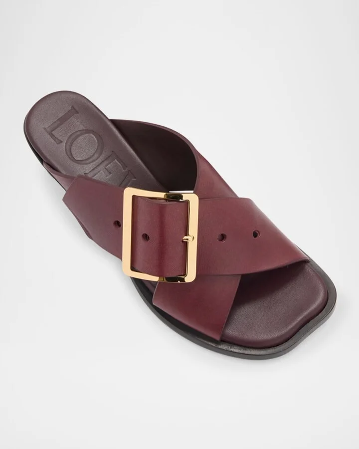 Petal Leather Buckle Slide Sandals - Image 2