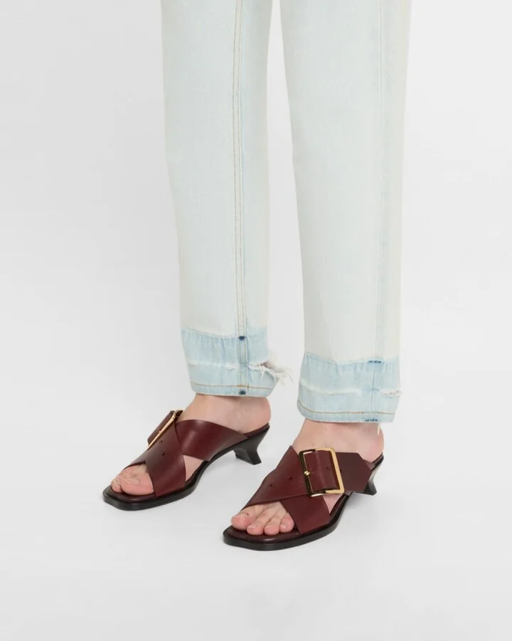 Petal Leather Buckle Slide Sandals - Image 9
