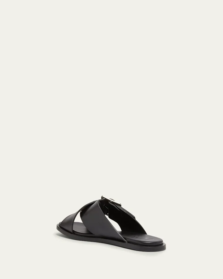 Petal Leather Crisscross Buckle Slide Sandals - Image 6