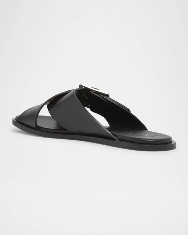 Petal Leather Crisscross Buckle Slide Sandals - Image 2