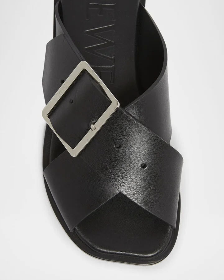 Petal Leather Crisscross Buckle Slide Sandals - Image 3