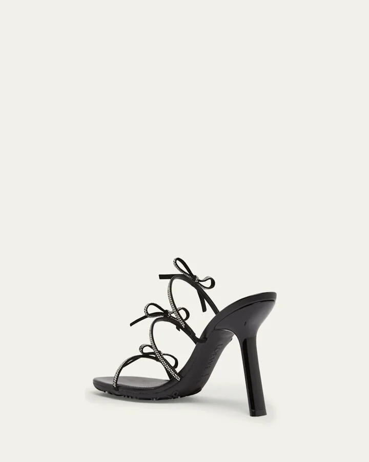 Petal Leather Crystal Bow Strappy Sandals - Image 3