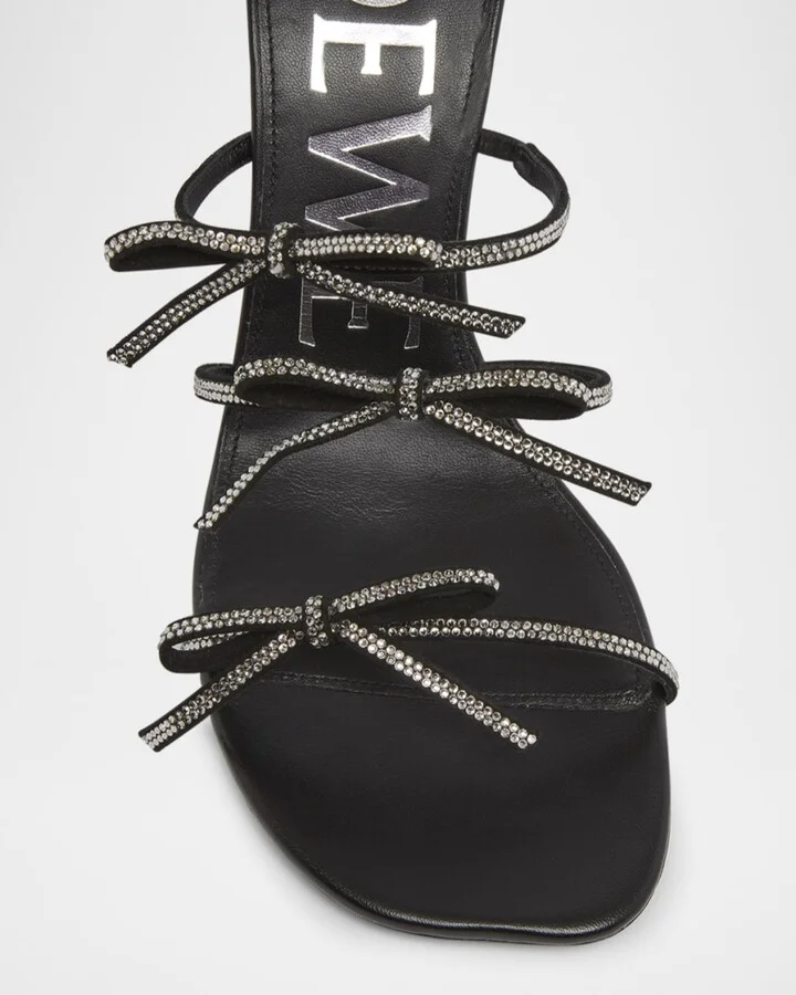 Petal Leather Crystal Bow Strappy Sandals - Image 2