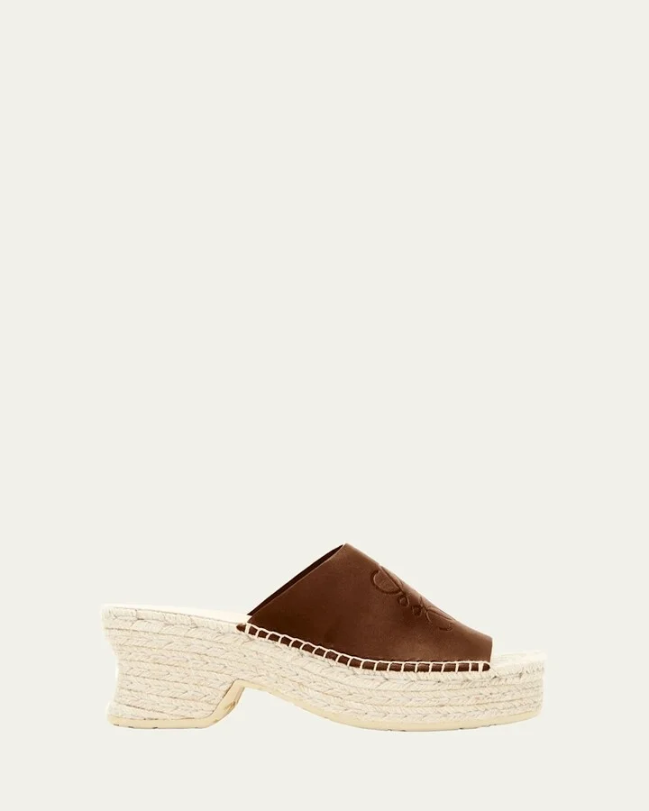 Petal Leather Espadrille Platform Sandals