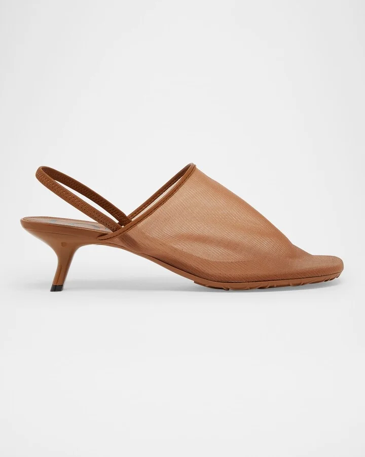 Petal Mesh Slingback Pumps